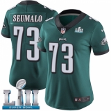 Women's Nike Philadelphia Eagles #73 Isaac Seumalo Midnight Green Team Color Vapor Untouchable Limited Player Super Bowl LII NFL Jersey