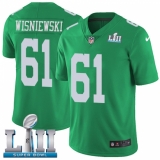 Men's Nike Philadelphia Eagles #61 Stefen Wisniewski Limited Green Rush Vapor Untouchable Super Bowl LII NFL Jersey