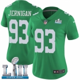 Women's Nike Philadelphia Eagles #93 Timmy Jernigan Limited Green Rush Vapor Untouchable Super Bowl LII NFL Jersey