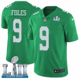 Men's Nike Philadelphia Eagles #9 Nick Foles Limited Green Rush Vapor Untouchable Super Bowl LII NFL Jersey
