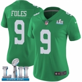 Women's Nike Philadelphia Eagles #9 Nick Foles Limited Green Rush Vapor Untouchable Super Bowl LII NFL Jersey