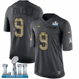 Youth Nike Philadelphia Eagles #9 Nick Foles Limited Black 2016 Salute to Service Super Bowl LII NFL Jersey