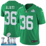 Men's Nike Philadelphia Eagles #36 Jay Ajayi Limited Green Rush Vapor Untouchable Super Bowl LII NFL Jersey