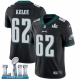 Men's Nike Philadelphia Eagles #62 Jason Kelce Black Alternate Vapor Untouchable Limited Player Super Bowl LII NFL Jersey