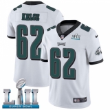Youth Nike Philadelphia Eagles #62 Jason Kelce White Vapor Untouchable Limited Player Super Bowl LII NFL Jersey