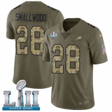 Youth Nike Philadelphia Eagles #28 Wendell Smallwood Limited Olive/Camo 2017 Salute to Service Super Bowl LII NFL Jersey