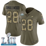 Women's Nike Philadelphia Eagles #28 Wendell Smallwood Limited Olive/Camo 2017 Salute to Service Super Bowl LII NFL Jersey