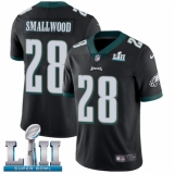 Youth Nike Philadelphia Eagles #28 Wendell Smallwood Black Alternate Vapor Untouchable Limited Player Super Bowl LII NFL Jersey