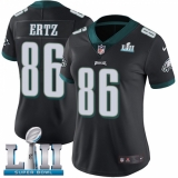Women's Nike Philadelphia Eagles #86 Zach Ertz Black Alternate Vapor Untouchable Limited Player Super Bowl LII NFL Jersey