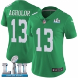 Women's Nike Philadelphia Eagles #13 Nelson Agholor Limited Green Rush Vapor Untouchable Super Bowl LII NFL Jersey
