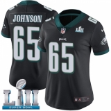 Women's Nike Philadelphia Eagles #65 Lane Johnson Black Alternate Vapor Untouchable Limited Player Super Bowl LII NFL Jersey