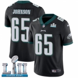 Men's Nike Philadelphia Eagles #65 Lane Johnson Black Alternate Vapor Untouchable Limited Player Super Bowl LII NFL Jersey
