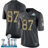 Men's Nike Philadelphia Eagles #87 Brent Celek Limited Black 2016 Salute to Service Super Bowl LII NFL Jersey