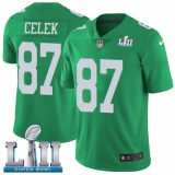 Men's Nike Philadelphia Eagles #87 Brent Celek Limited Green Rush Vapor Untouchable Super Bowl LII NFL Jersey