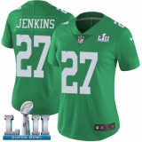 Women's Nike Philadelphia Eagles #27 Malcolm Jenkins Limited Green Rush Vapor Untouchable Super Bowl LII NFL Jersey