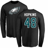 Nike Philadelphia Eagles #48 Wes Hopkins Black Name & Number Logo Long Sleeve T-Shirt