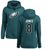 Women's Nike Philadelphia Eagles #8 Donnie Jones Green Name & Number Logo Pullover Hoodie