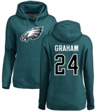Women's Nike Philadelphia Eagles #24 Corey Graham Green Name & Number Logo Pullover Hoodie