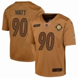 Youth Pittsburgh Steelers #90 T.J. Watt Nike Brown 2023 Salute To Service Limited Jersey
