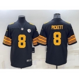 Men's Pittsburgh Steelers #8 Kenny Pickett Black Color Rush Stitched Jersey