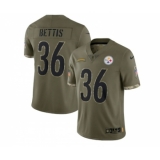 Men's Pittsburgh Steelers #36 Jerome Bettis 2022 Olive Salute To Service Limited Stitched Jersey