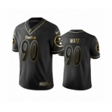 Men's Pittsburgh Steelers #90 T. J. Watt Limited Black Golden Edition Football Jersey