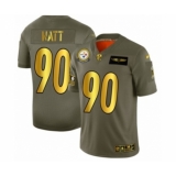 Men's Pittsburgh Steelers #90 T. J. Watt Limited Olive Gold 2019 Salute to Service Football Jersey