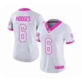 Women's Pittsburgh Steelers #6 Devlin Hodges Limited White Pink Rush Fashion Football Jersey