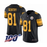 Youth Pittsburgh Steelers #81 Zach Gentry Limited Black Rush Vapor Untouchable 100th Season Football Jersey