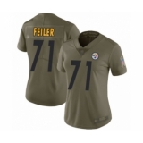 Women's Pittsburgh Steelers #71 Matt Feiler Limited Olive 2017 Salute to Service Football Jersey
