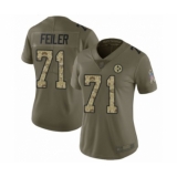 Women's Pittsburgh Steelers #71 Matt Feiler Limited Olive Camo 2017 Salute to Service Football Jersey