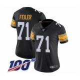 Women's Pittsburgh Steelers #71 Matt Feiler Black Alternate Vapor Untouchable Limited Player 100th Season Football Jersey