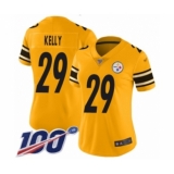 Women's Pittsburgh Steelers #29 Kam Kelly Limited Gold Inverted Legend 100th Season Football Jersey