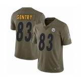 Men's Pittsburgh Steelers #83 Zach Gentry Limited Olive 2017 Salute to Service Football Jersey