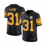 Men's Pittsburgh Steelers #31 Justin Layne Limited Black Rush Vapor Untouchable Football Jersey