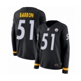 Women's Pittsburgh Steelers #51 Mark Barron Limited Black Therma Long Sleeve Football Jersey
