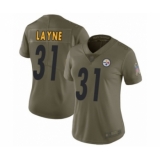 Women's Pittsburgh Steelers #31 Justin Layne Limited Olive 2017 Salute to Service Football Jersey