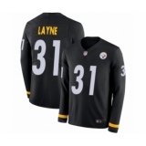 Youth Pittsburgh Steelers #31 Justin Layne Limited Black Therma Long Sleeve Football Jersey