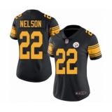 Women's Pittsburgh Steelers #22 Steven Nelson Limited Black Rush Vapor Untouchable Football Jersey