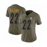 Women's Pittsburgh Steelers #22 Steven Nelson Limited Olive 2017 Salute to Service Football Jersey