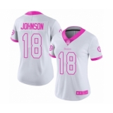 Women's Pittsburgh Steelers #18 Diontae Johnson Limited White Pink Rush Fashion Football Jersey