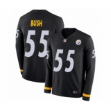 Youth Pittsburgh Steelers #55 Devin Bush Limited Black Therma Long Sleeve Football Jersey
