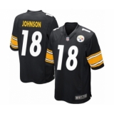 Men's Pittsburgh Steelers #18 Diontae Johnson Game Black Team Color Football Jersey
