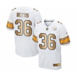 Men's Pittsburgh Steelers #36 Jerome Bettis Elite White Gold Football Jersey
