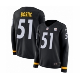 Women's Nike Pittsburgh Steelers #51 Jon Bostic Limited Black Therma Long Sleeve NFL Jersey