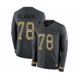 Youth Nike Pittsburgh Steelers #78 Alejandro Villanueva Limited Black Salute to Service Therma Long Sleeve NFL Jersey