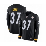 Youth Nike Pittsburgh Steelers #37 Carnell Lake Limited Black Therma Long Sleeve NFL Jersey