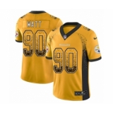 Youth Nike Pittsburgh Steelers #90 T. J. Watt Limited Gold Rush Drift Fashion NFL Jersey