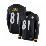 Youth Nike Pittsburgh Steelers #81 Jesse James Limited Black Therma Long Sleeve NFL Jersey