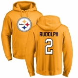 Nike Pittsburgh Steelers #2 Mason Rudolph Gold Name & Number Logo Pullover Hoodie